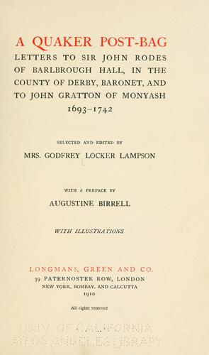 Cover for A Quaker post-bag