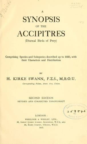 Cover for A synopsis of the Accipitres