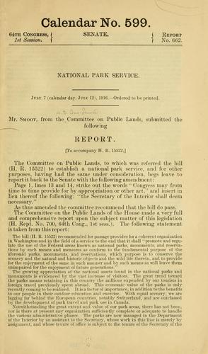 Cover for National park service ...