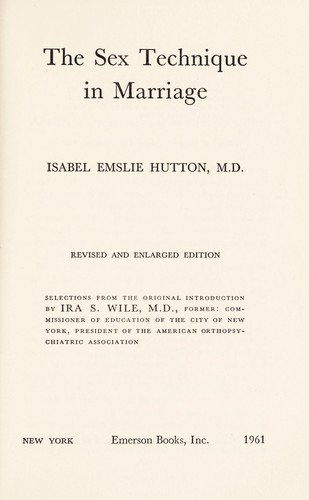 Cover for The sex technique in marriage.