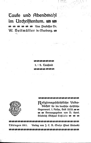 Cover for Taufe und Abendmahl im Urchristentum