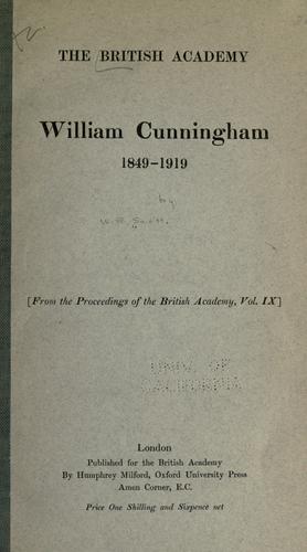 Cover for William Cunningham, 1849-1919.