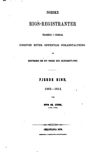 Cover for Norske rigs-registranter tildeels i uddrag: Udgivne efter offentlig ...
