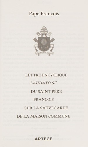Cover for Lettre encyclique "Laudato si'" du Saint-Père François sur la sauvegarde de la maison commune
