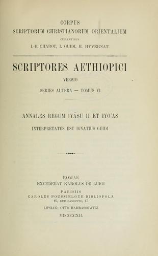 Cover for ... Annales regum Iyāsu II et Iyo'as