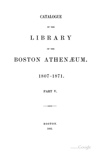 Cover for Catalogue of the Library of the Boston Athenaeum