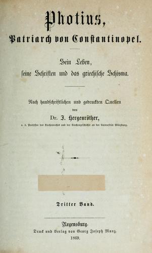 Cover for Photius, Patriarch von Konstantinopel