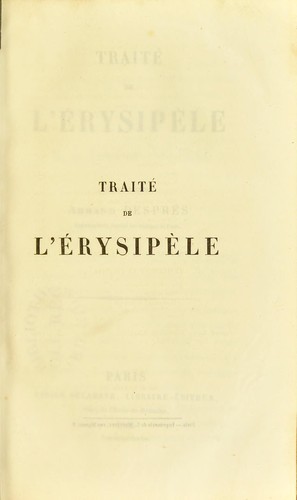 Cover for Trait©♭ de l'erysip©·le