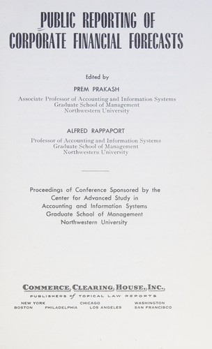 Cover for Public reporting of corporate financial forecasts.