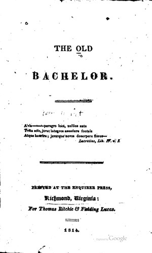 Cover for The Old bachelor ...