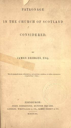 Cover for Patronage in the Church of Scotland considered.