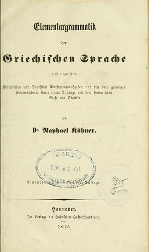 Cover for Elementargrammatik der griechischen Sprache