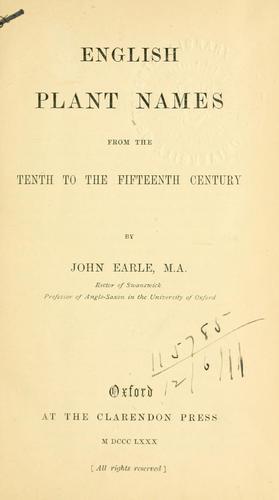 Cover for English plant names from the tenth to the fifteenth century.