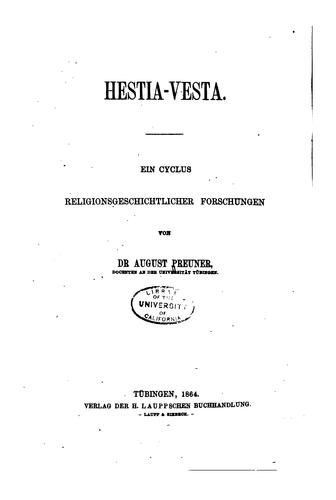 Cover for Hestia-vesta: Ein Cyclus religionsgeschichtlicher Forschungen