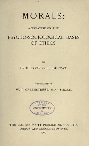 Cover for Morals