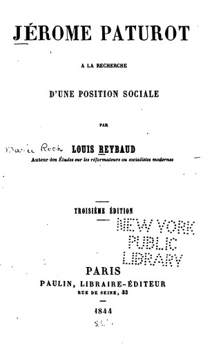 Cover for Jérôme Paturot à la recherche d'une position sociale