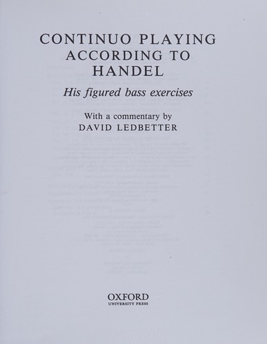 Cover for Continuo playing according to Handel