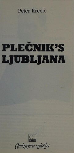 Cover for Plečnik's Ljubljana