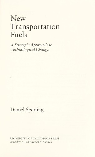 Cover for New transportation fuels