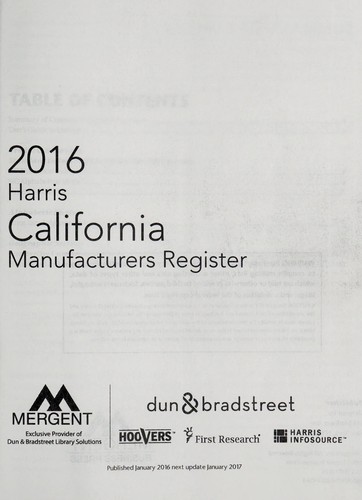Cover for Harris california manufacturers directory 2016