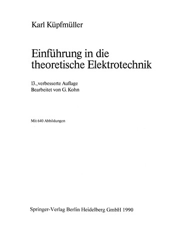 Cover for Einführung in die theoretische Elektrotechnik