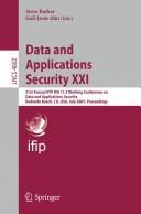 Cover for Data and applications security XXI