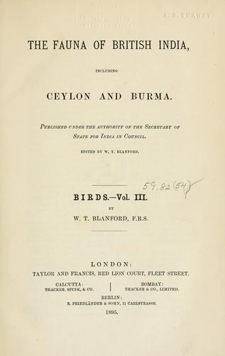 Cover for The fauna of British India, including Ceylon and Burma.