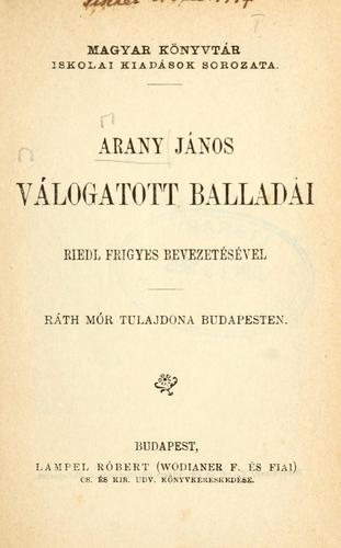 Cover for Arany János válogatott balladái