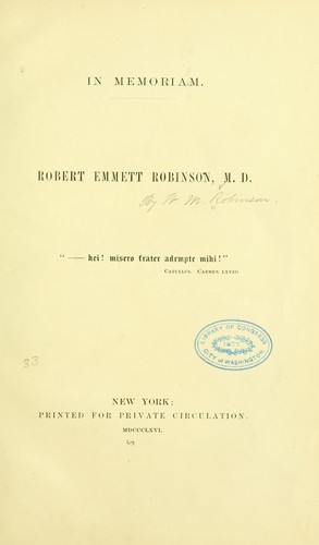 Cover for In memoriam