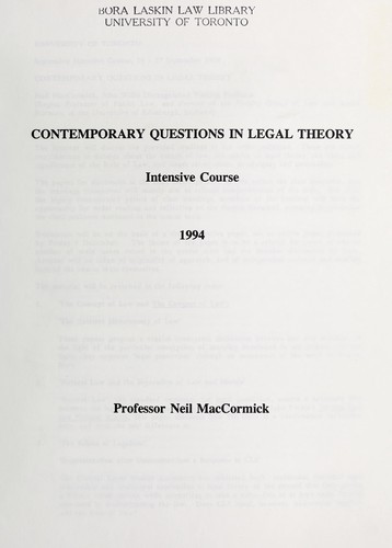 Cover for Contemporary questions in legal theory