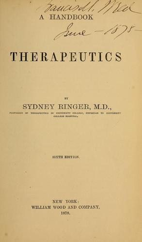Cover for A handbook of therapeutics