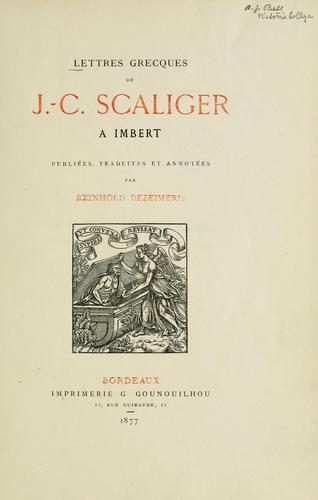 Cover for Lettres grecques de J.-C. Scaliger à Imbert