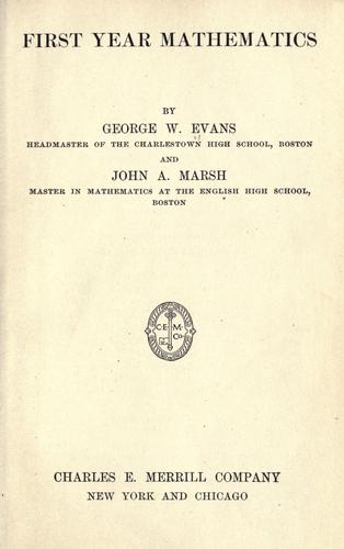 Cover for First year mathematics