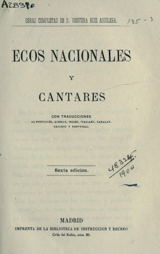 Cover for Ecos nacionales y cantares