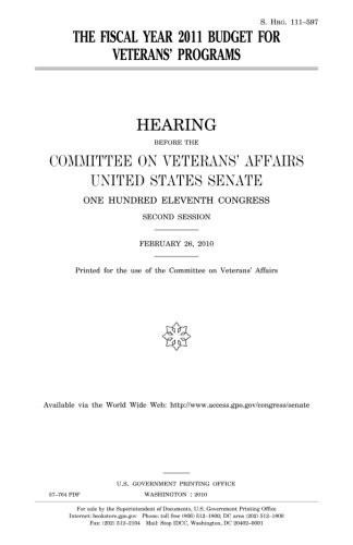 Cover for The fiscal year 2011 budget for veterans' programs