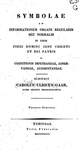 Cover for Symbolae ad informationem organi regularis seu normalis