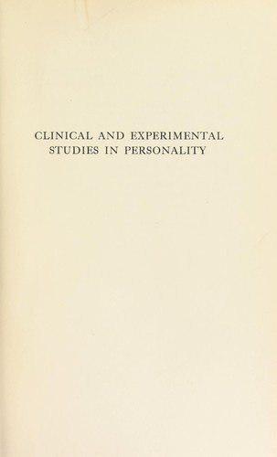 Cover for Clinical and experimental studies in personality