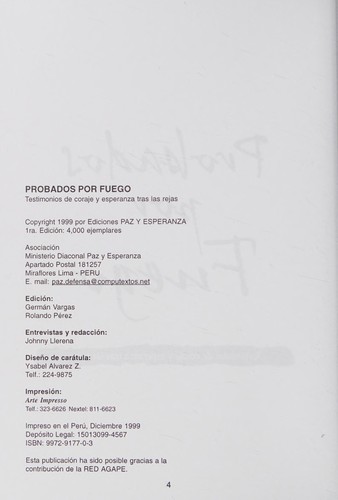 Cover for Probados por Fuego - Testimonios de coraje y esperanza tras las rejas