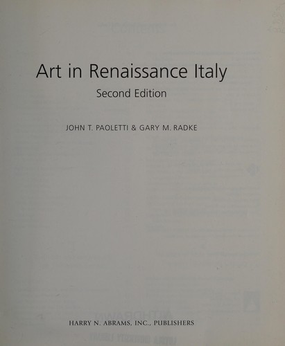 Cover for Art in Renaissance Italy