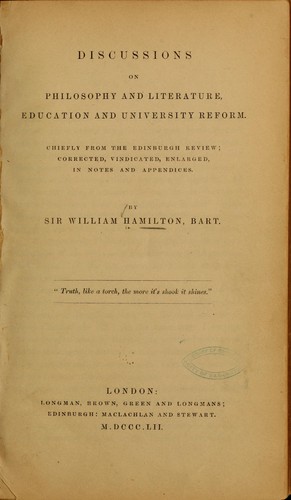 Cover for Discussions on philosophy and literature, education and university reform