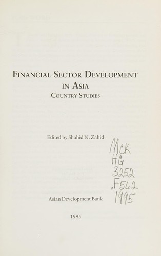 Cover for Financial sector development in Asia