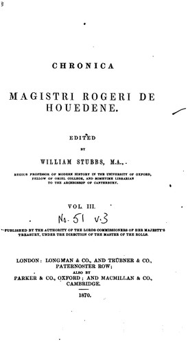 Cover for Chronica magistri Rogeri de Houedene