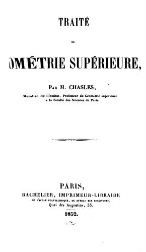 Cover for Traité de géométrie supérieure