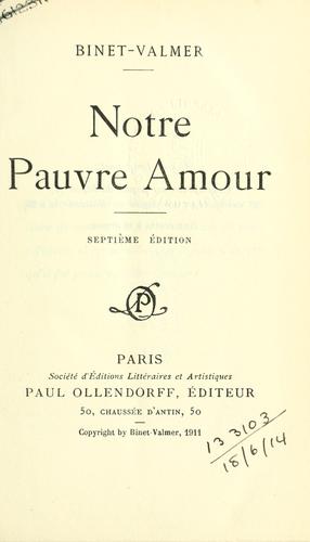 Cover for Notre pauvre amour.
