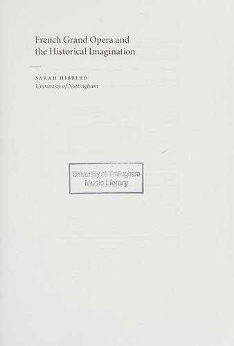 Cover for French grand opera and the historical imagination
