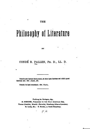 Cover for The philosophy of literature