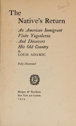 Cover for The native's return