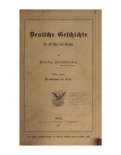 Cover for Deutsche Geschichte bis auf Karl den Grossen
