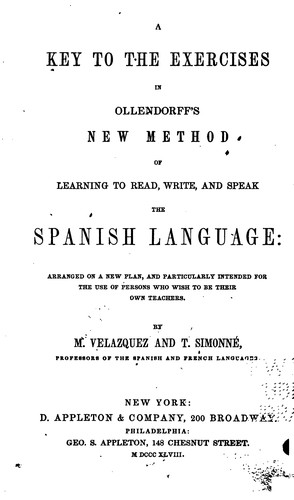 Cover for A Key to the Exercises in Ollendorff's New Method of Learning to Read, Write, and Speak the ...