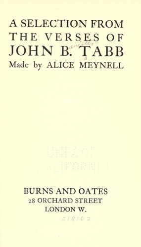 Cover for A selection from the verses of John B. Tabb
